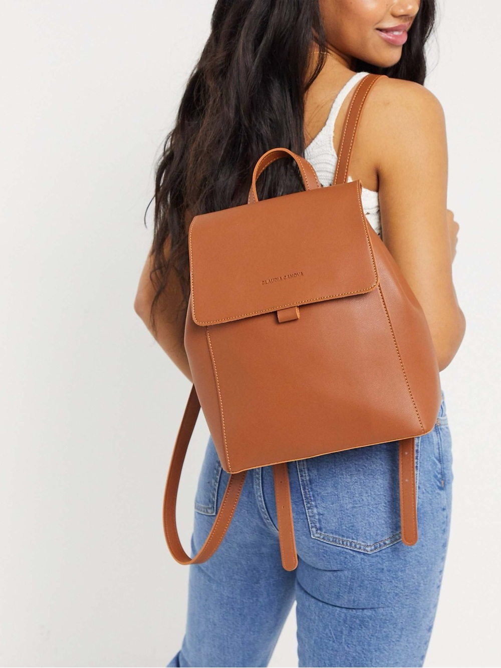 Structured Tan Leather Backpack - Sleek Everyday Carry